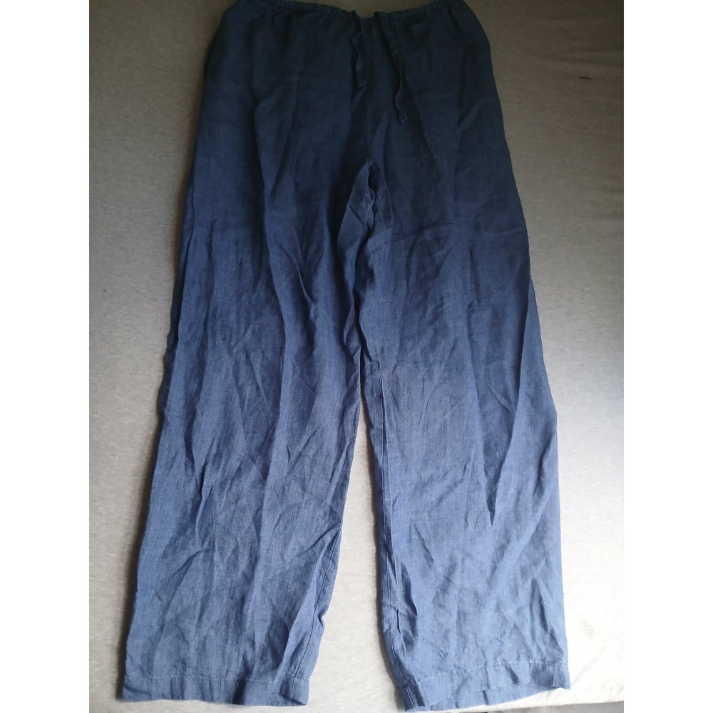 100 Linen Pants Medium Wide Leg Elastic Waist Resort Boho Beach Travel Cruise
